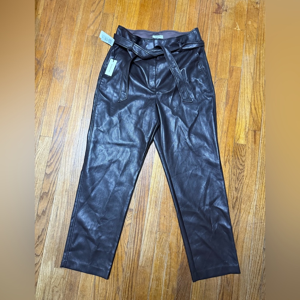 aritzia vegan leather brown pants